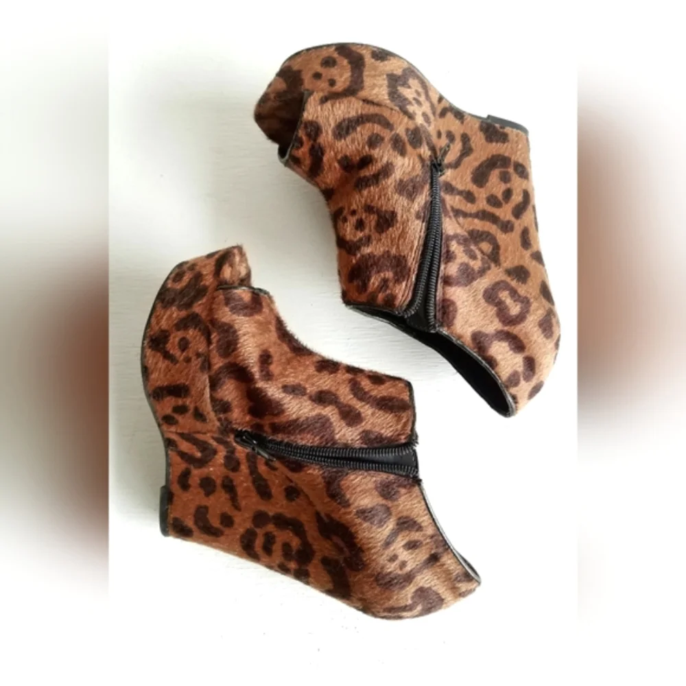 Open Toe Leopard Platform Bootie